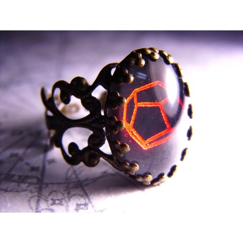 【Crazystone】結晶図リング・黄鉄鉱（レッド）＜受注生産＞