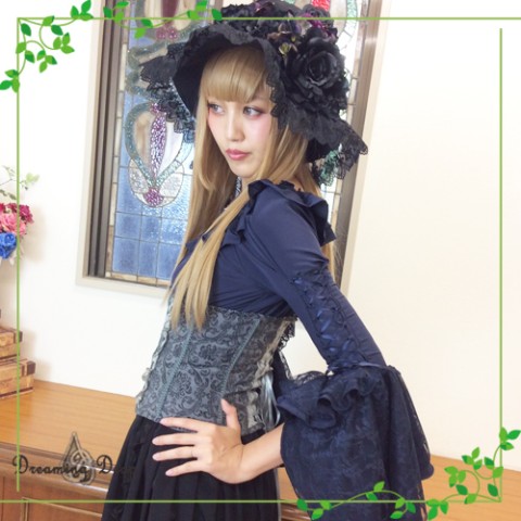 【Dreaming Drop】ルージアシャーリングブラウス(ネイビー)