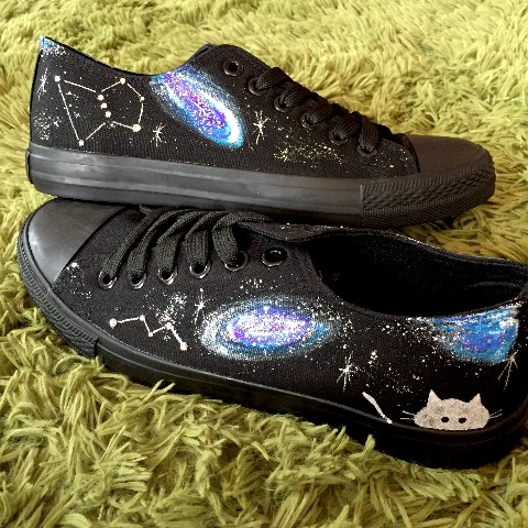 【Seikoyuki】宇宙猫と星座のスワロフスキースニーカー　ローカット【24.0】【受注生産】
