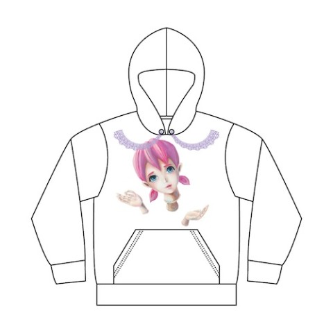 絡繰パーカー　ホワイト×ヴァイオレット