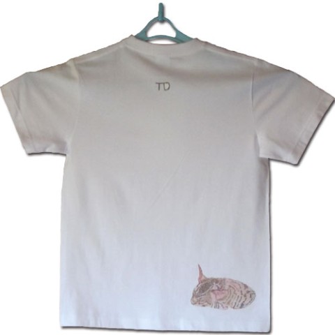 【大松雅士】日本伝統文化代表作家のちぎり絵Tシャツ（ネコとハムスターM）【Tadashi Daimatsu】