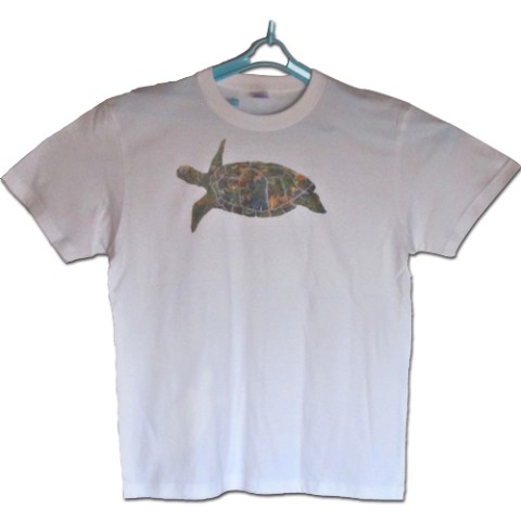 【大松雅士】日本伝統文化代表作家のちぎり絵Tシャツ(カメ/メンズXL)【Tadashi Daimatsu】