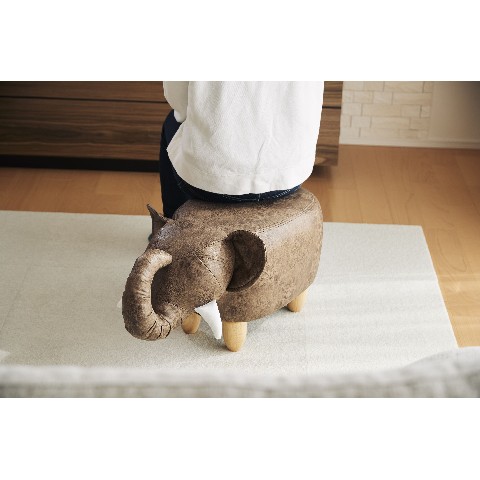 【動物インテリア】ぞうさんのスツール Elephant（ブラウン）