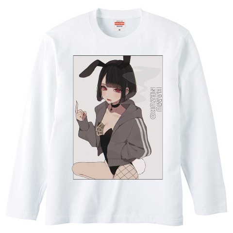 【はむねずこ】ロングスリーブTシャツ（白）Mサイズ