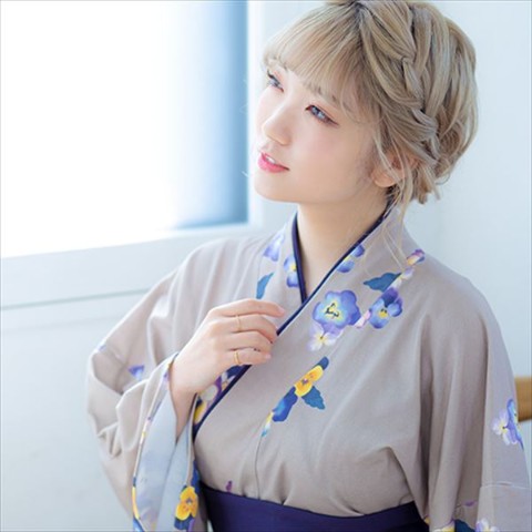【令和版】ゆる着物 (パンジー)L