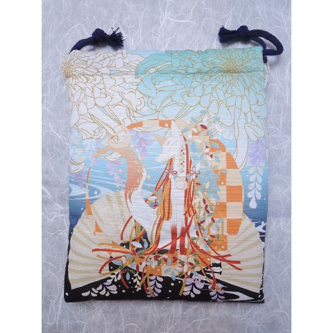 【狐面堂】巾着「狐と月」（狐口面用）