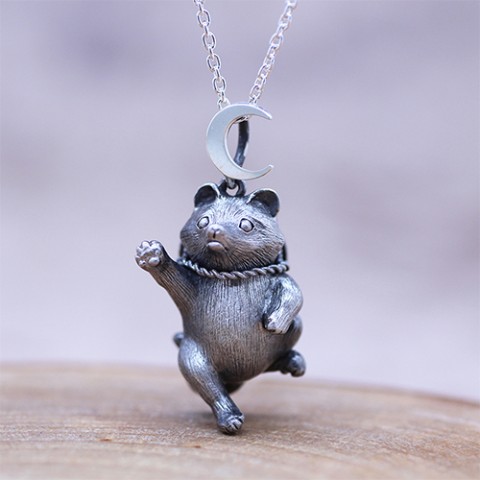 【GINNEZU】狸の腹鼓のシルバーペンダント　※ギフトボックス付