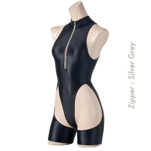 REALISE(リアライズ)  【RSFT-001 PLUS】 カットアウトソングスイムスーツ（ショート）/ Cut Out Thong Swimsuit（イージーストレッチ）(NM) (4L，Silver grey zipper)