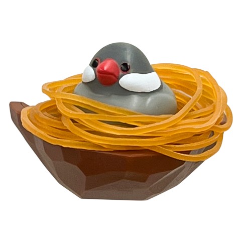 【輪ゴムホルダー】トリの巣　ナミ文鳥