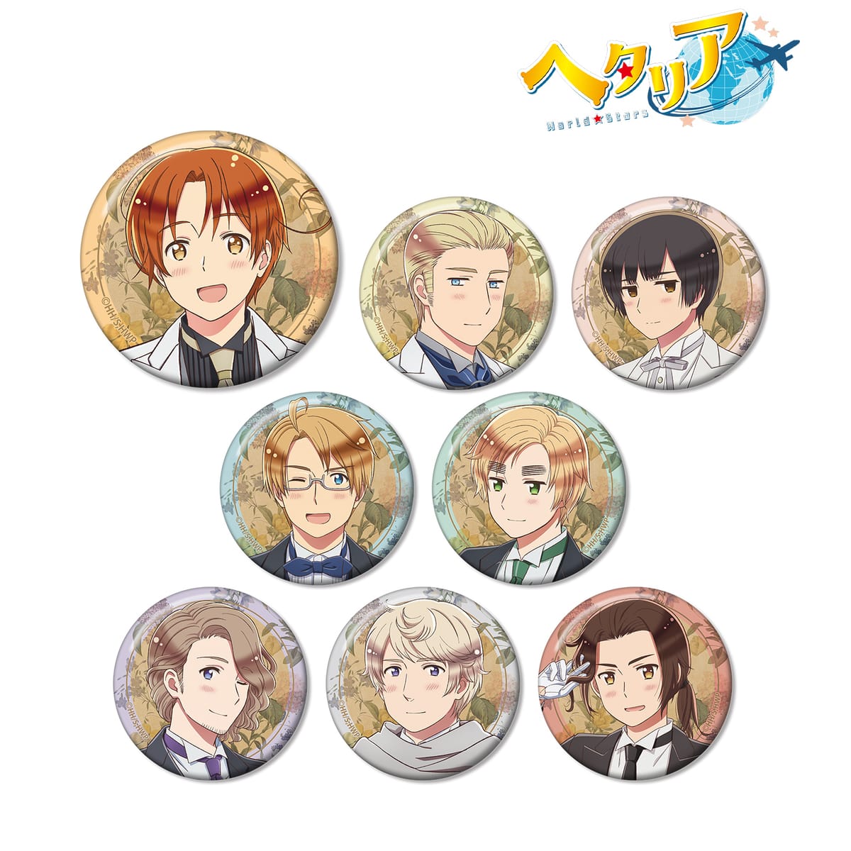 【ヘタリア World★Stars】描き下ろしイラスト 執事ver. トレーディング缶バッジ(単位/単品)(全8種)