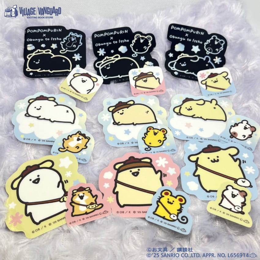 【お文具といっしょ×ポムポムプリン】クリアステッカー（2枚セット）≪単品≫（全9種ランダム）