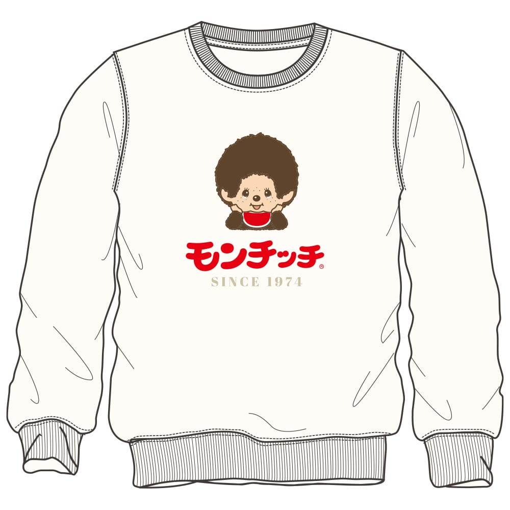 【モンチッチ】裏起毛トレーナー ホワイト(Mサイズ)