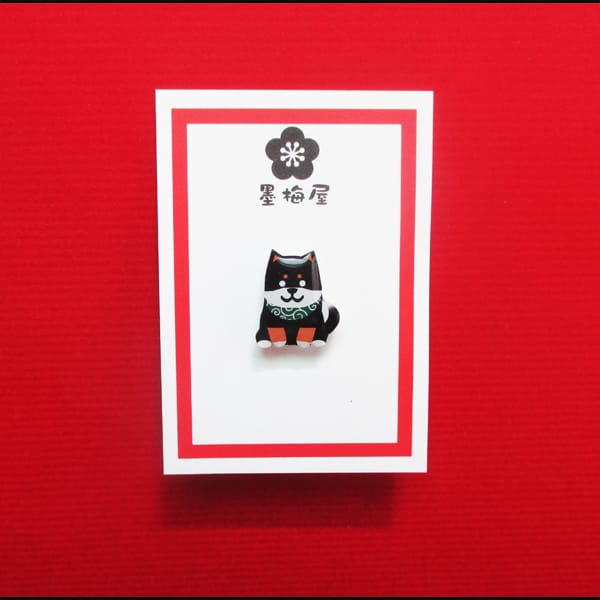 【墨梅屋】【ピンバッジミニ】柴犬黒柴