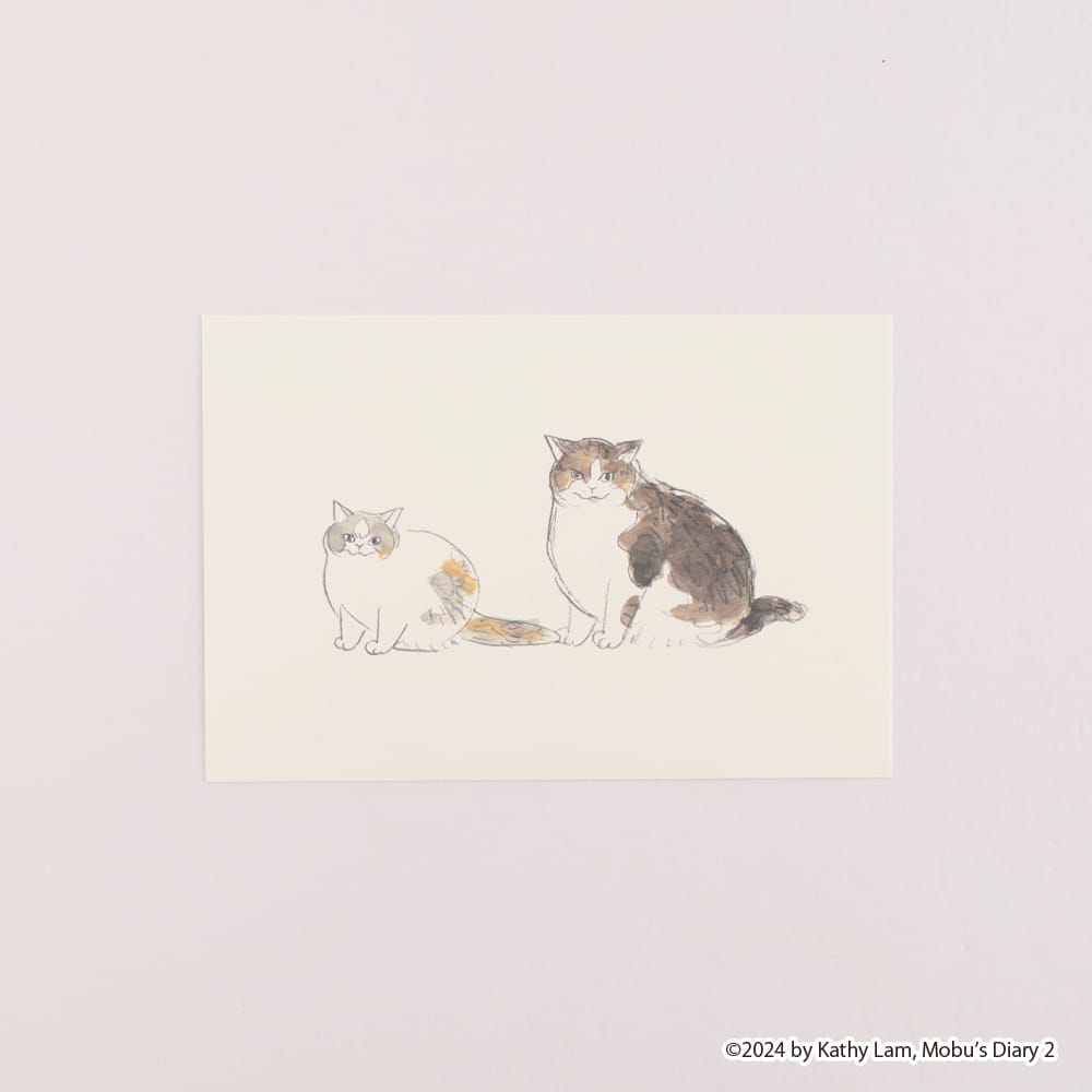 【三毛猫モブは猫缶を稼ぎたい】ポストカード(Two Cats)