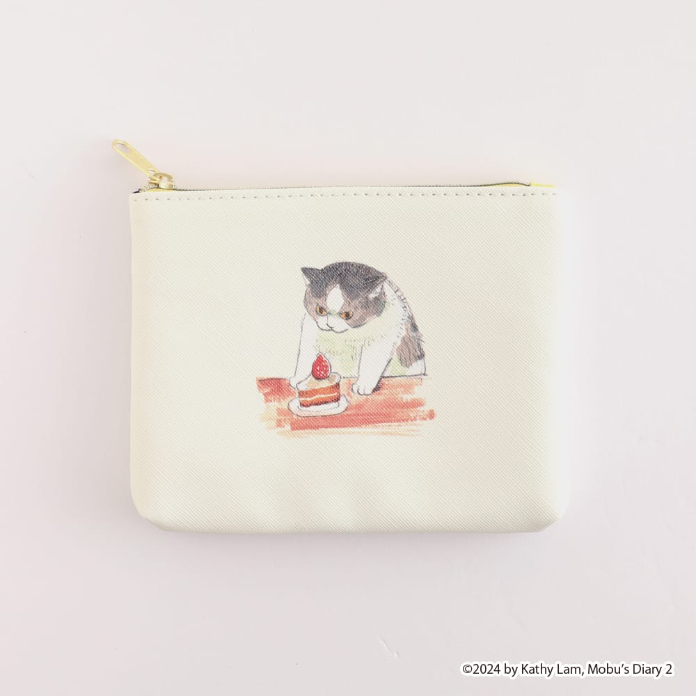【三毛猫モブは猫缶を稼ぎたい】合皮ポーチ(Cake)