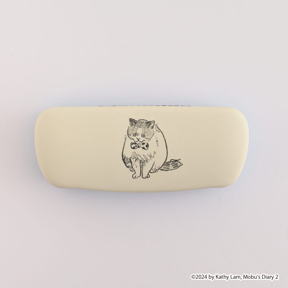 【三毛猫モブは猫缶を稼ぎたい】メガネケース＆クロスセット(Ribbon)