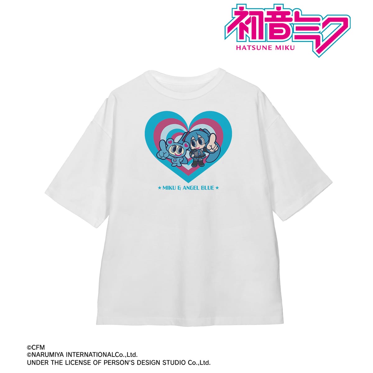 【初音ミク】ANGEL BLUEコラボ 描き起こし 初音ミク&ナカムラくん BIGシルエットＴシャツユニセックス(サイズ/L)