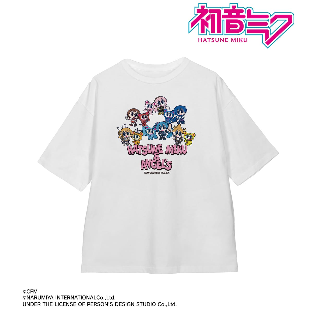 【初音ミク】ANGEL BLUEコラボ 描き起こし 集合 BIGシルエットＴシャツユニセックス(サイズ/XL)