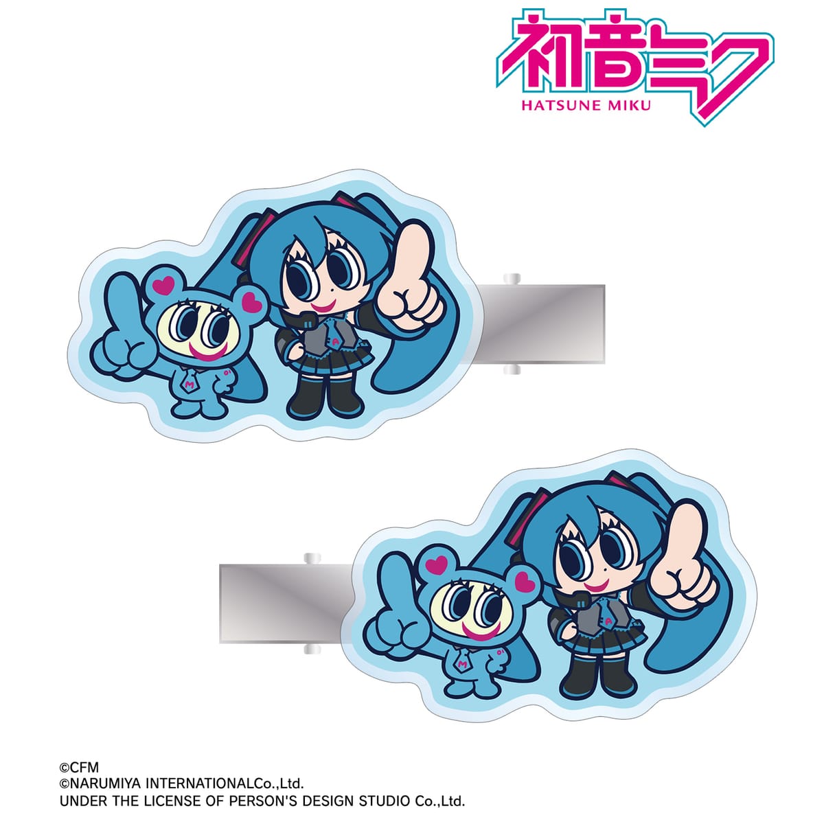 【初音ミク】ANGEL BLUEコラボ 描き起こし 初音ミク&ナカムラくん アクリルヘアクリップ2個セット