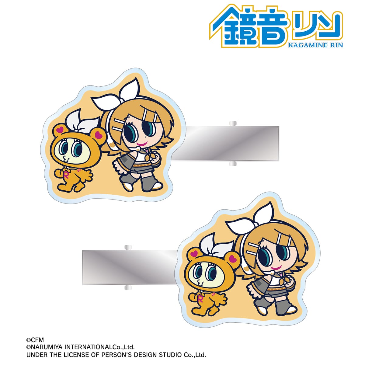 【初音ミク】ANGEL BLUEコラボ 描き起こし 鏡音リン&ナカムラくん アクリルヘアクリップ2個セット