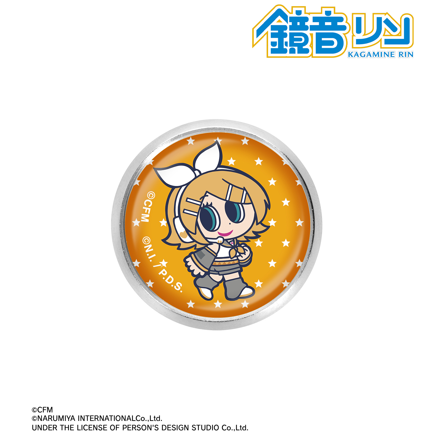 【初音ミク】ANGEL BLUEコラボ 描き起こし 鏡音リン ガラスマグネットピンバッジ