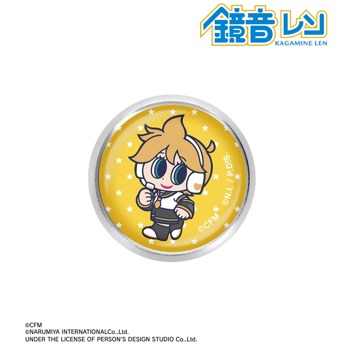 【初音ミク】ANGEL BLUEコラボ 描き起こし 鏡音レン ガラスマグネットピンバッジ