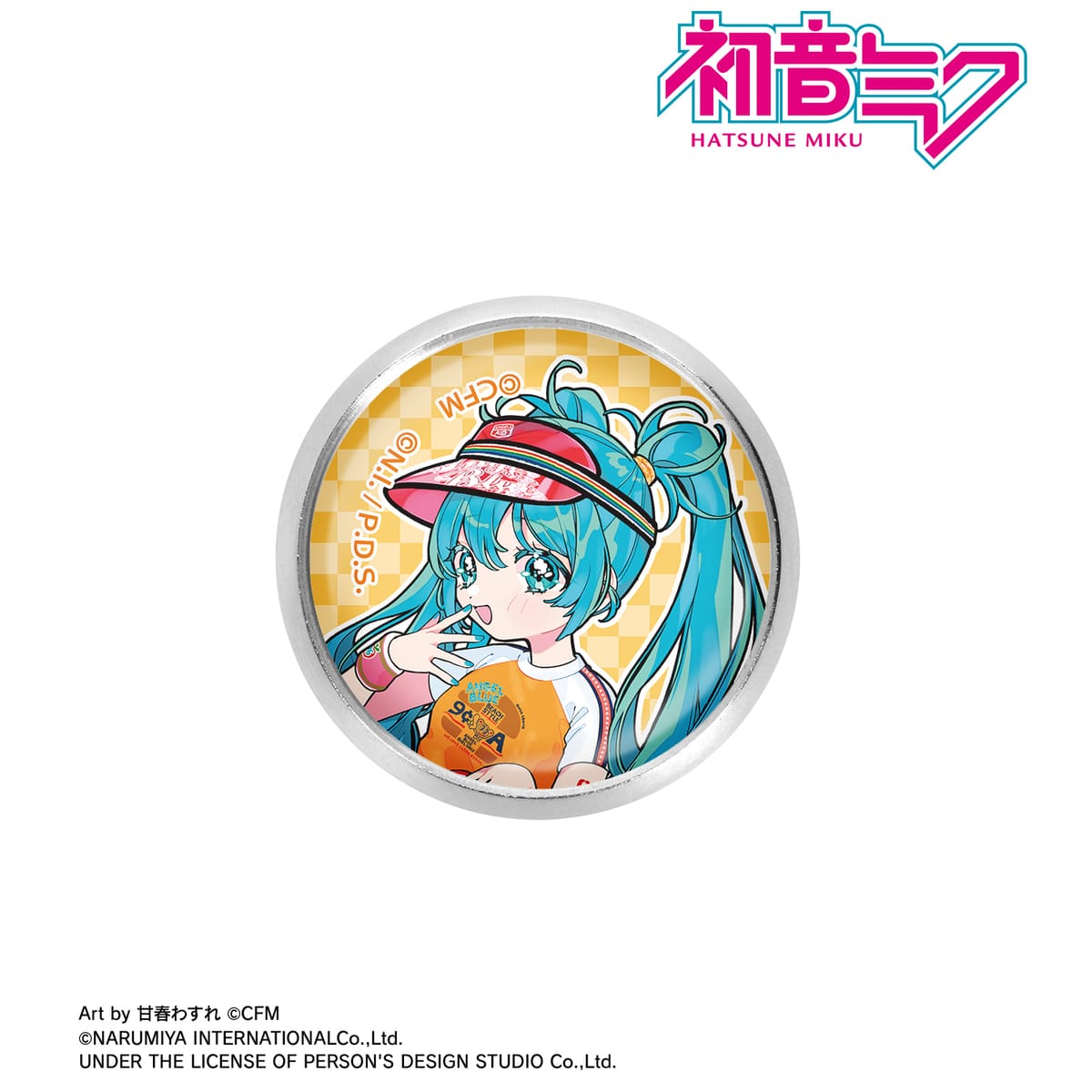 【初音ミク】ANGEL BLUEコラボ 描き下ろし 初音ミク Art by 甘春わすれ ガラスマグネットピンバッジ ver.B