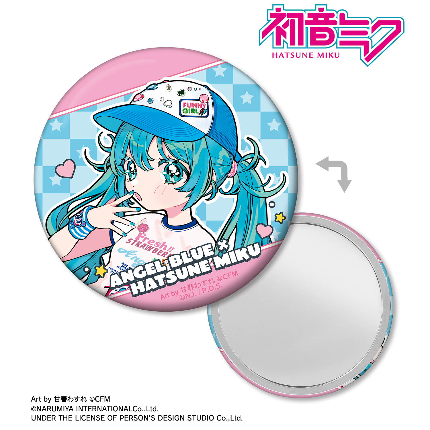 【初音ミク】ANGEL BLUEコラボ 描き下ろし 初音ミク Art by 甘春わすれ 缶ミラー ver.A