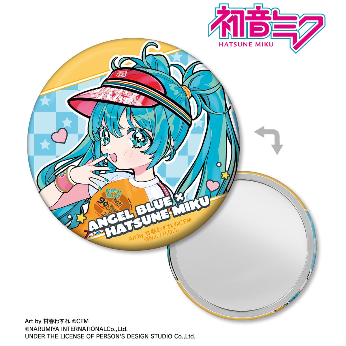 【初音ミク】ANGEL BLUEコラボ 描き下ろし 初音ミク Art by 甘春わすれ 缶ミラー ver.B