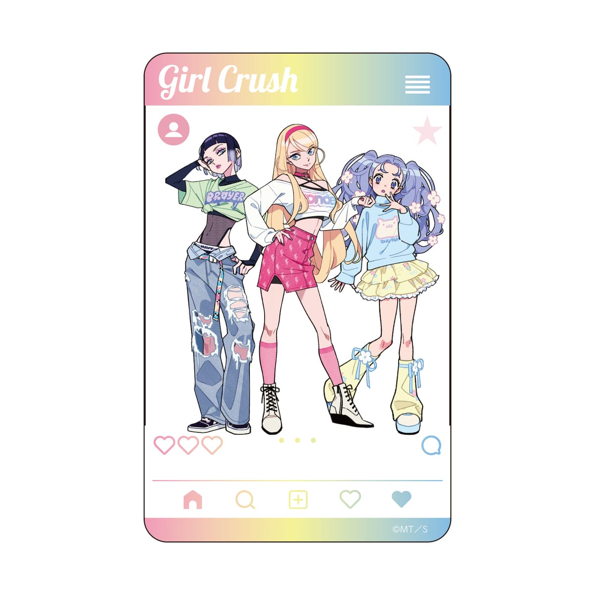 【ガールクラッシュ】 SNS風クリアカード　天花＆ジウ＆ミンチェ