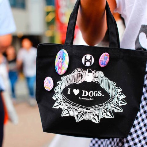 【unsung hero】キャンバストートバッグ　I?DOGS.　黒