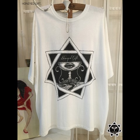 【ALCHEMY】七芒星ロゴ　オーバーサイズTシャツ(白)