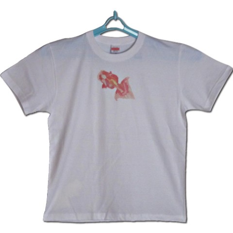 【大松雅士】日本伝統文化代表作家のちぎり絵Tシャツ(金魚1/メンズS)【Tadashi Daimatsu】